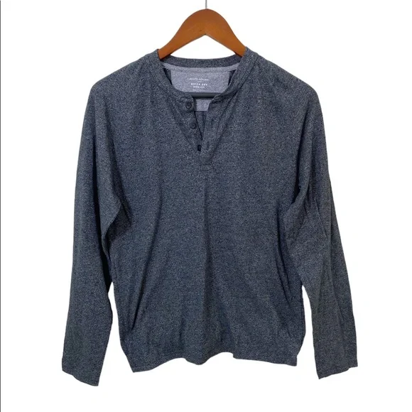 Banana Republic Quick Dry Henley Shirt Men's Small Gray Long Sleeve