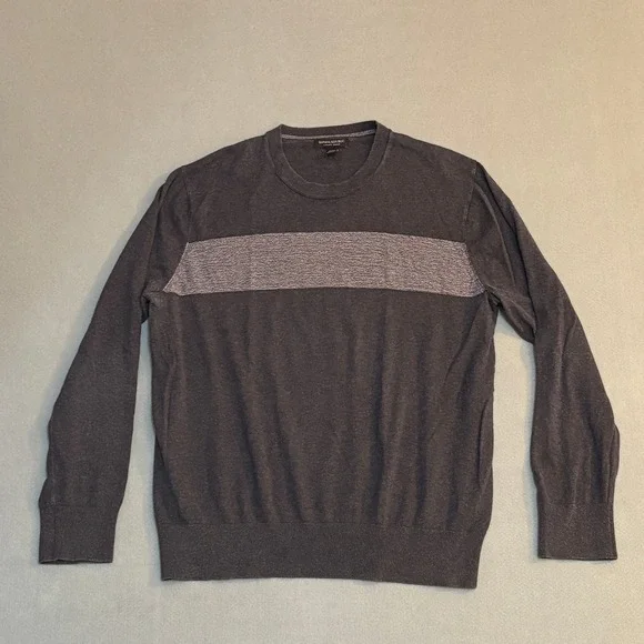 Banana Republic Mens XL Silk Cashmere Blend Crewneck Sweater Gray Quiet Luxury