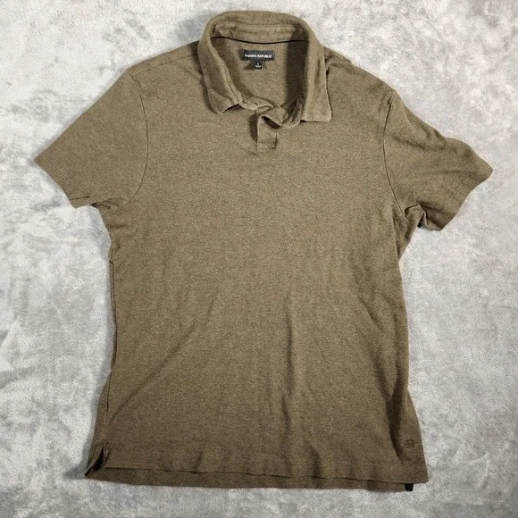Banana Republic Polo Shirt Mens Large Heathered‎ Olive Green Short Sleeve