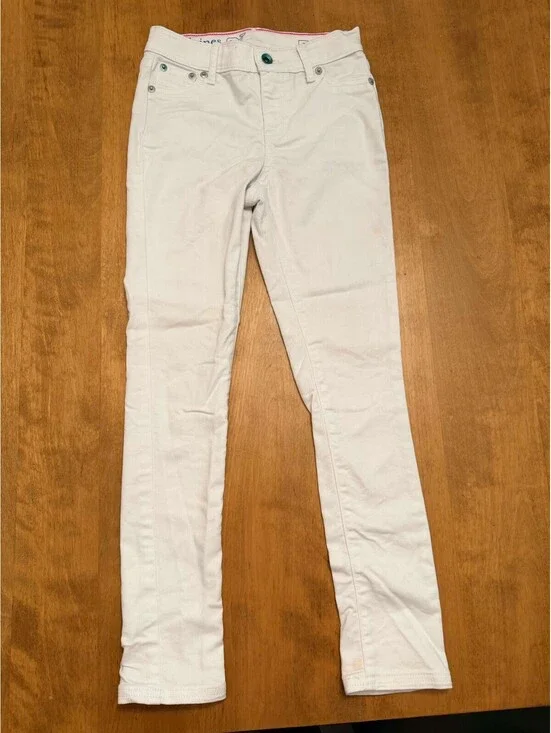 Vineyard Vines Kids Girls White Jeans Size 8 Straight Leg Adjustable Waist