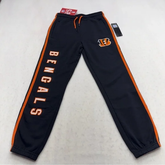 NFL Ultra Game Bengals Black Sweatpants Kids Size 10-12 NWT