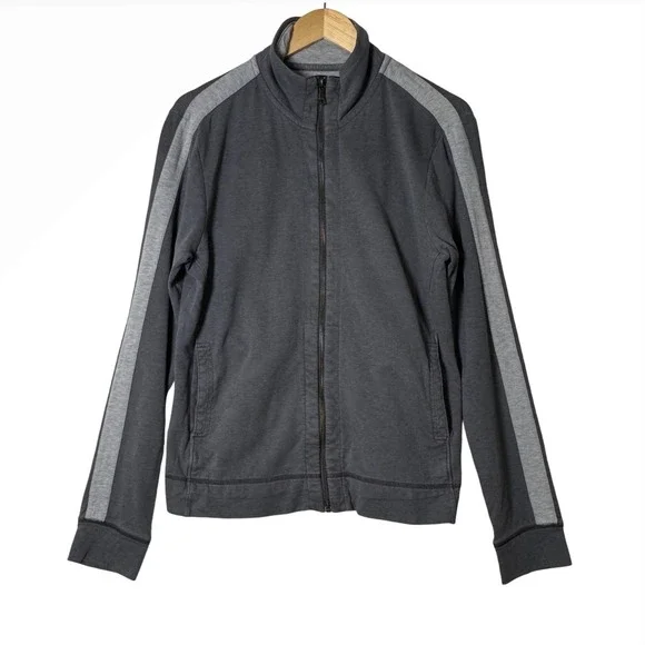 Banana‎ Republic Mens Track Jacket Medium Charcoal Gray Full Zip Athletic