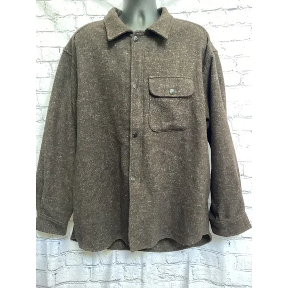 Banana Republic Cabinwear Mens XL Brown Wool Blend Zip Snap Shacket Shirt Jacket