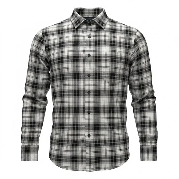Banana Republic 100%‎ Cotton Untucked Fit Men's S Plaid Luxe Lumberjack Preppy