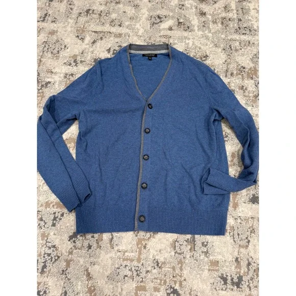 Banana Republic Mens Blue Italian Yarn Button Front Cardigan Sweater Medium