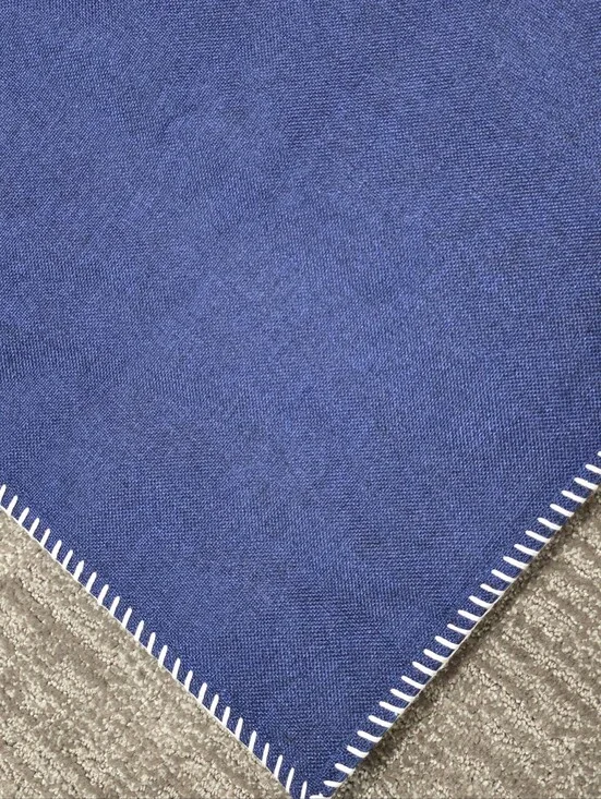 Navy Blue Table Runner White Whipstitch Coastal Farmhouse Nautical Beach 16x90