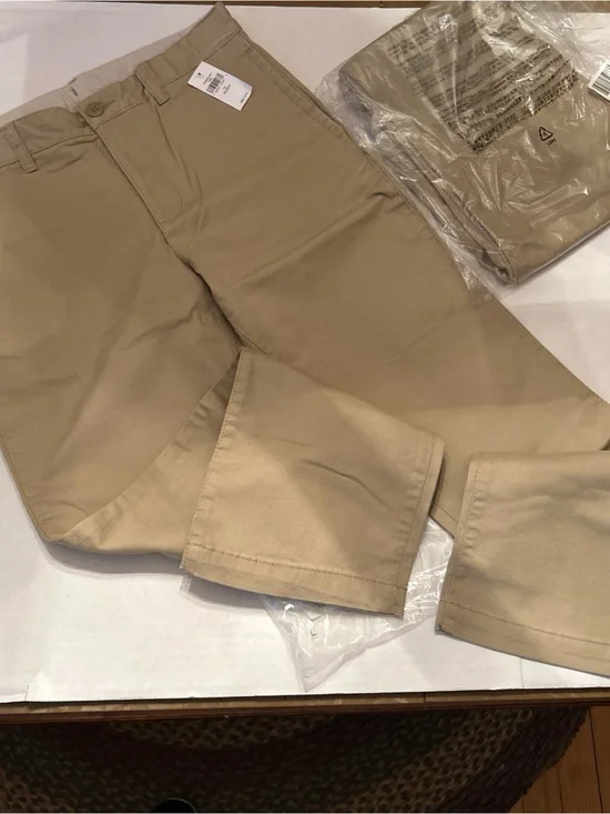 2 X Gap Boys 12 Husky Straight fit khaki uniform or dress pants-NWT