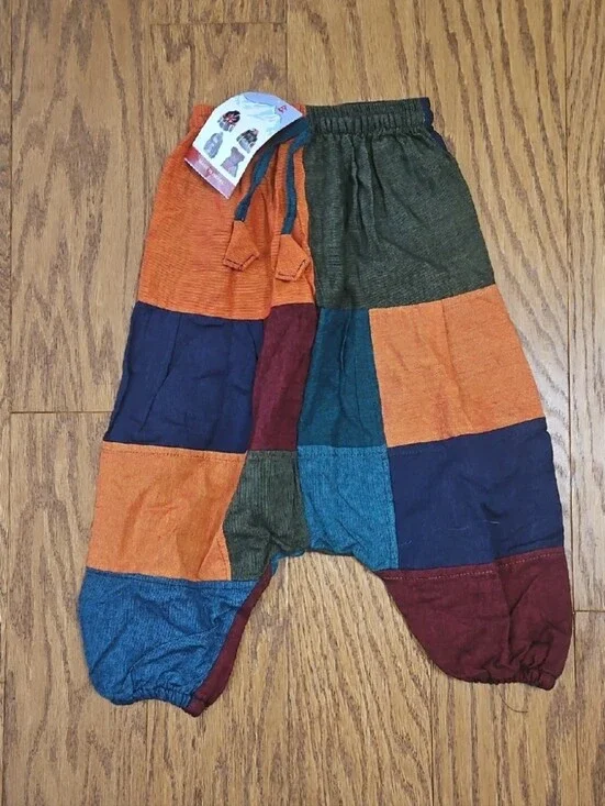 EZ Hippie Colorful Patchwork Harem Pants Sz Small