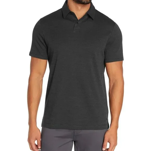 NWT - Banana Republic Men’s Luxe Polo Black Gray Stripe – Size XL