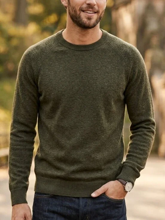 Banana Republic Men's 100% Merino Wool Crewneck Sweater Olive Green Small NWOT