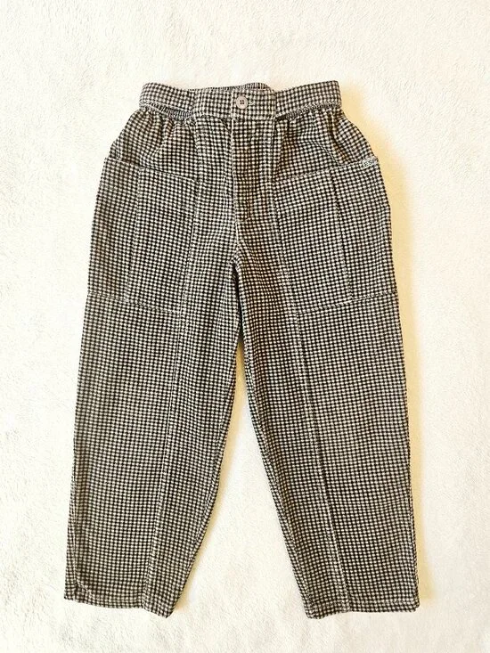 Esprit Kids Unisex VTG 80's 90's Plaid Gingham Pants Trousers Cotton Size 7