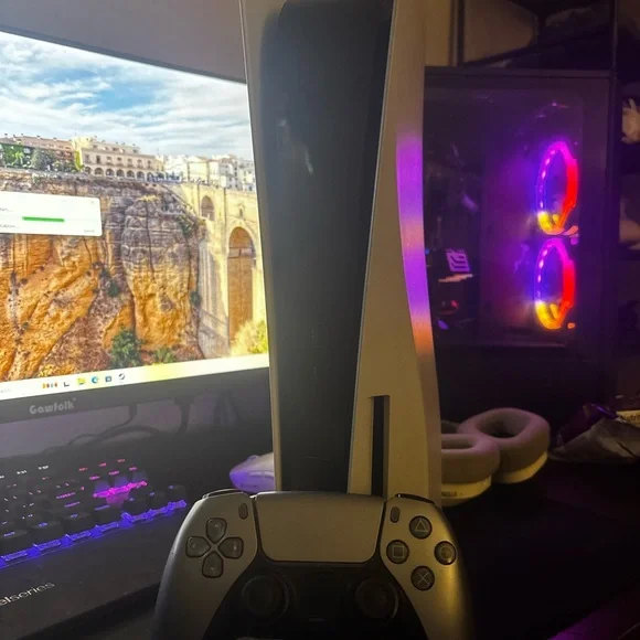 Sony PlayStation 5 with DualSense in Black and White