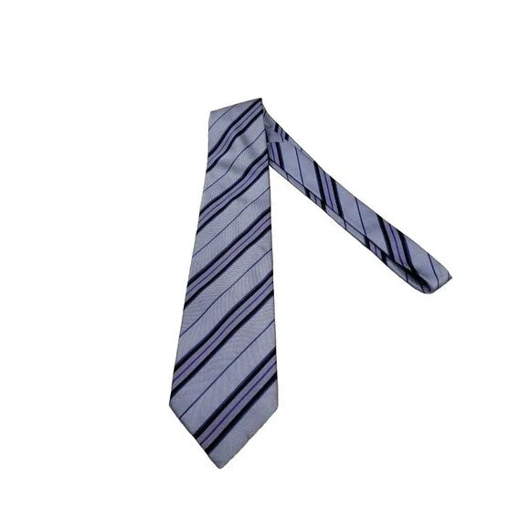 Banana Republic Mens 100% Silk Tie Classic Width Striped Blue Black Purple