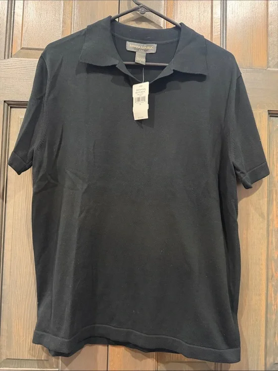 Banana Republic Men’s Black Short-Sleeve Polo