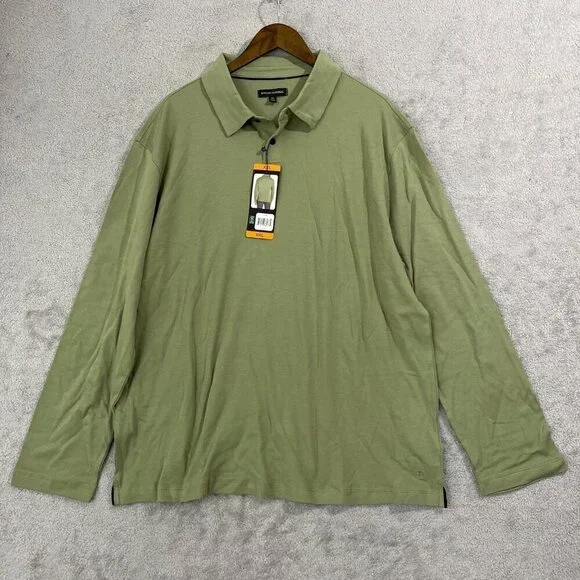 NEW Banana Republic Men's XXL Long Sleeve Luxe Touch Polo Green 100% Cotton
