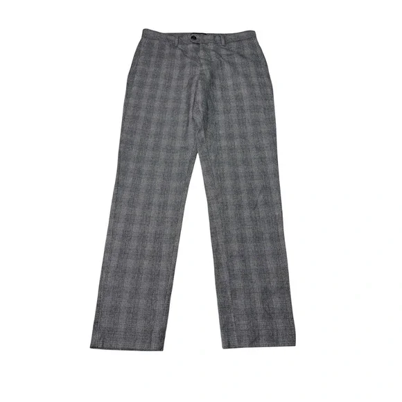 Banana Republic Mens 29x29 Grey Plaid Slim Tapered Fit Trousers Dress Pants