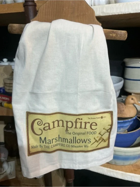 Campfire Marshmallows Kitchen Towel - Cream