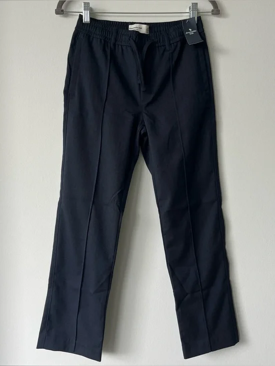 NWT Abercrombie Kids Loose Pant Navy Boys Size 11/12 Herringbone Texture Chino