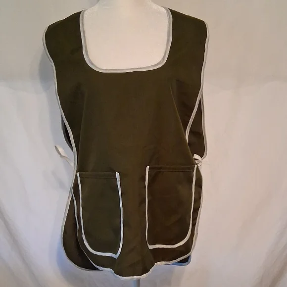 Olive Green LADIES WOMEN TABARD APRON OVERALL KITCHEN CATERING CLEANING
