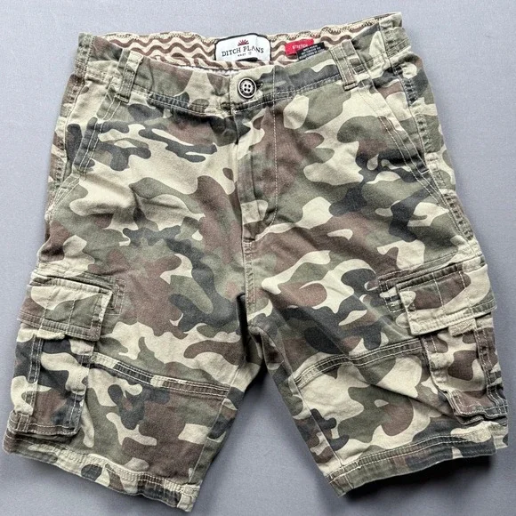 Ditch‎ Plans Boys Size 12 Camouflage Camo Cargo Shorts Casual