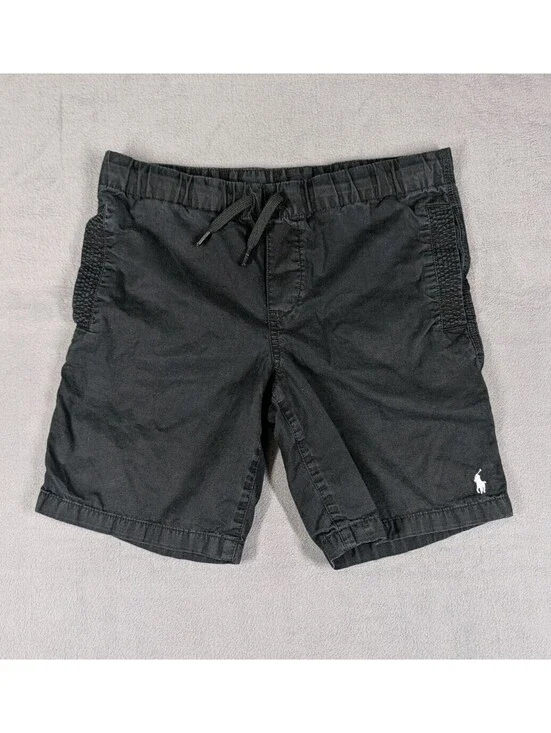 Polo Ralph Lauren Boys M 10 12 Black Pony Pull On Shorts Cotton Casual Preppy