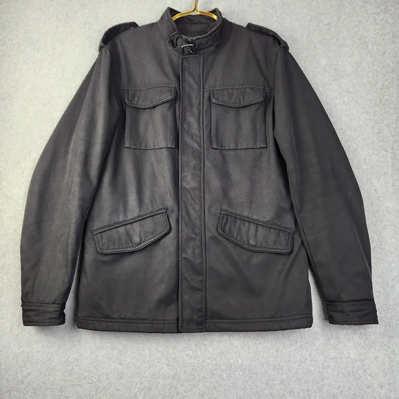 Banana Republic Men's Size Small Black Zip Up & Button Moto Style Jacket