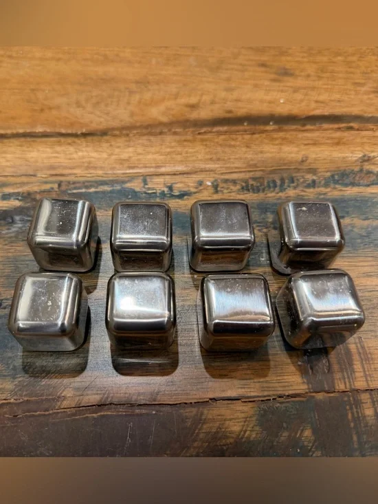 Set of 8 reusable Whiskey Drink Ice Cubes Stainless Steel Stones 1X1