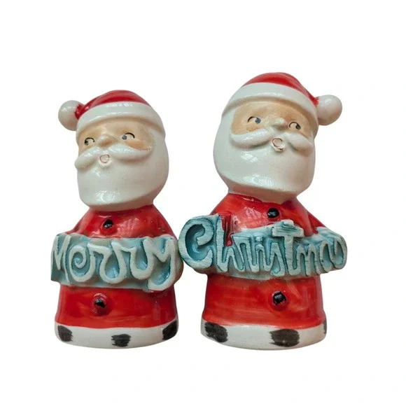 Vintage Ceramic Santa Claus Merry Christmas Salt Pepper Shakers Japan‎