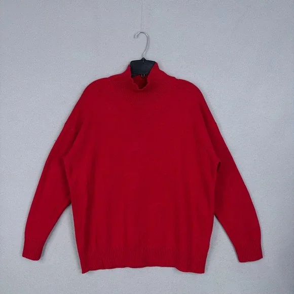 Banana Republic Sweater Mens Medium Red Mock Neck Cotton Blend Casual Preppy