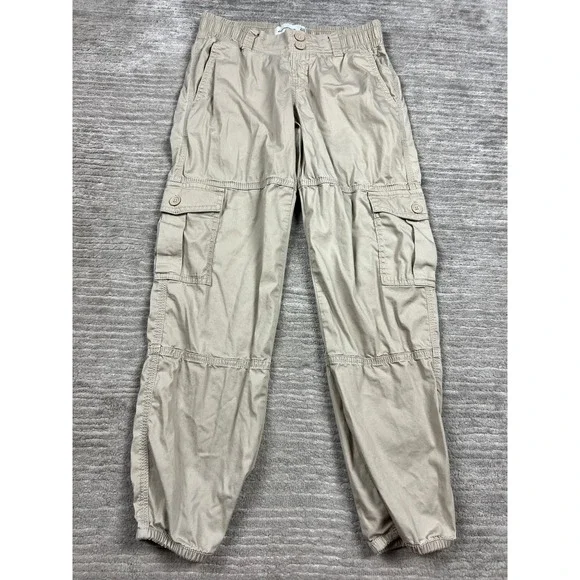 Abercrombie Kids Cargo Joggers Unisex 11/12 Tan Khaki Cotton Blend Utility Pants
