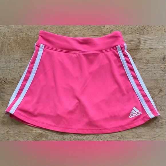 Adidas Girls’ Sz 4T Bubble Gum Pink‎ Classic 3 Stripe Flounce Skort