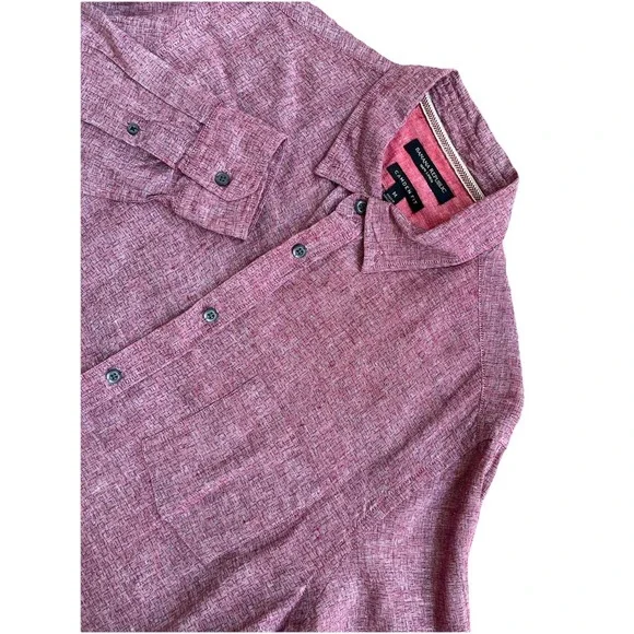 NWT Banana Republic 100% Linen Camden Fit Shirt‎ Medium M Men's Red Button Down