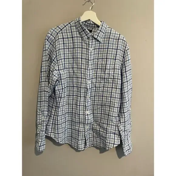 Banana Republic Men Long Sleeve 100% Linen‎ Button Shirt Top Size Medium