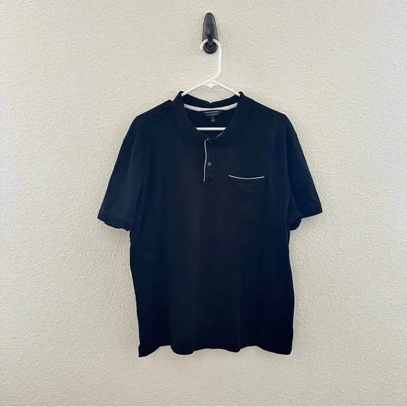 Banana‎ Republic Polo Shirt Mens XL Black Luxe Touch Performance Cotton Pocket