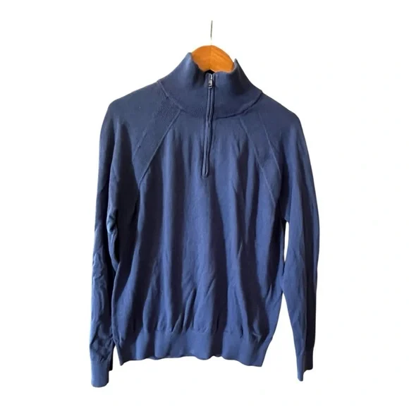 Banana Republic Cotton Cashmere‎ Quarter-Zip Sweater Navy Size L