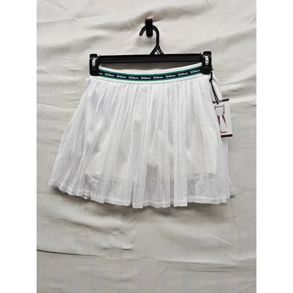 Wilson Girls Pleated Tennis Skort White Polyester Blend Athletic Size XL