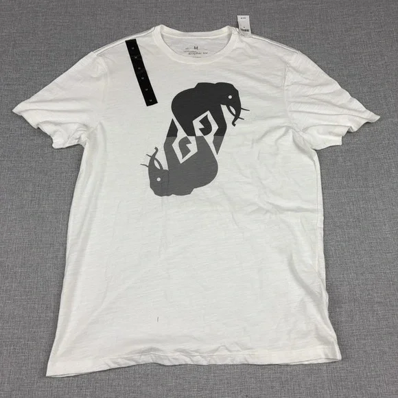 Banana Republic Shirt Mens M White Elephant Graphic Tee Tagless Cotton Jersey
