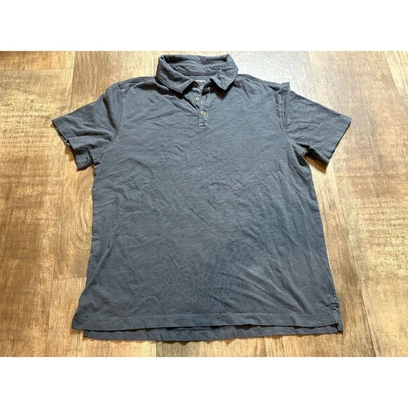 Banana Republic Shirt Mens Large Gray Short Sleeve Vintage Style Collar Cotton