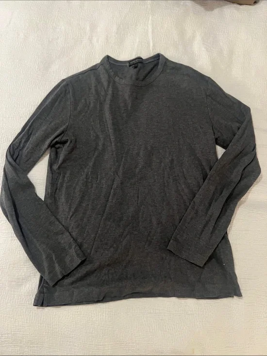 Banana Republic Men's Charcoal Gray Long-Sleeve Crewneck