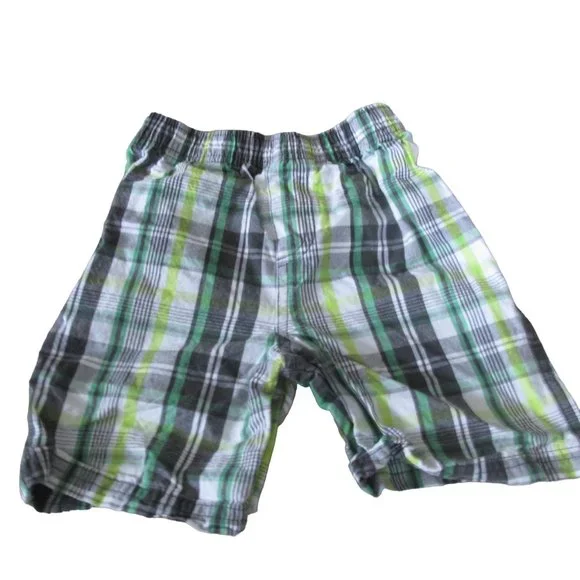 Peanut & Ollie Pull On Shorts Toddler Boys 3T Green White Stripe Elastic Bottoms