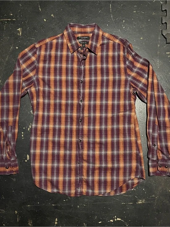 Banana Republic Plaid Button-Down in Burgundy and Orange