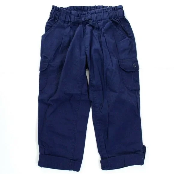 Gymboree Blue Rolled Cuff Elastic Waist Cotton Cargo Pants Size 4