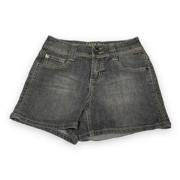 Zana Di Girls Short Size 14 Black Denim Bling‎ Flap Pockets Jean