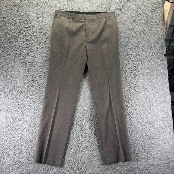 Banana Republic Pant Men 34x32 Brown Polyester Dress Straight Slim Preppy Career