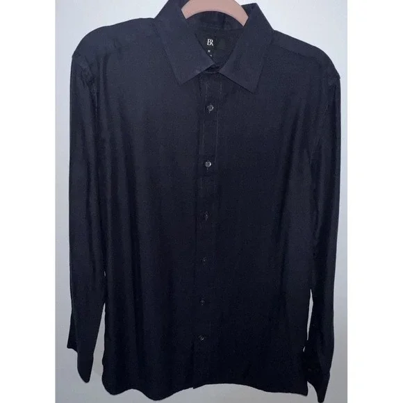 (b21/2)BANANA REPUBLIC Size Medium Mens Navy Blue  Button Down Shirt Dress Shirt