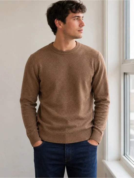 Banana Republic Brown Crewneck Knit Sweater Men’s Medium Soft Classic