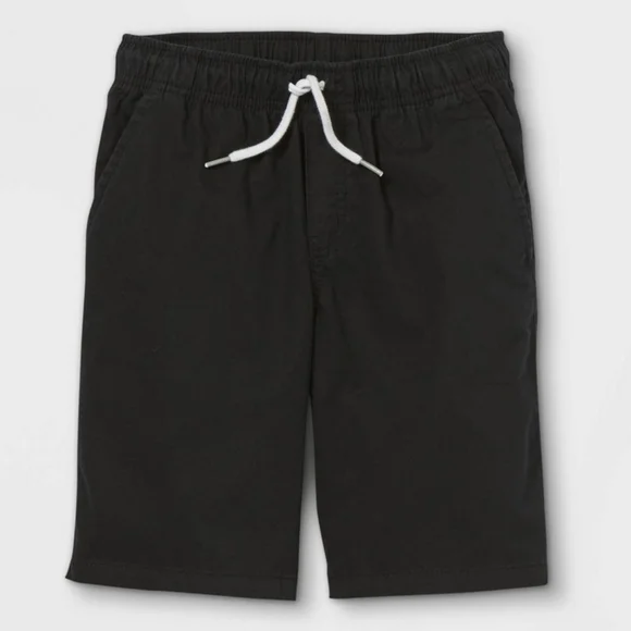 Boys' Pull-On Woven Shorts - Cat & Jack Black/Black L Husky