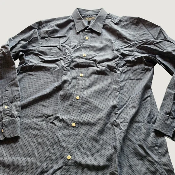 Banana Republic Mens XL Slim Fit Non-Iron Button Down Shirt Blue Micro Dot Print