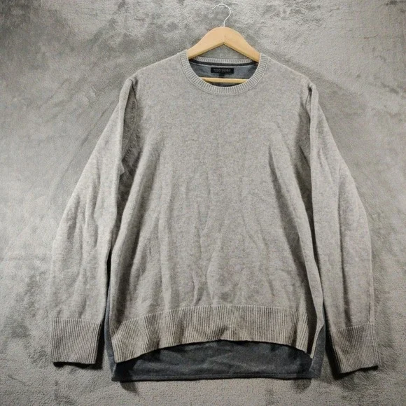 Banana Republic Sweater Mens Large Pullover Italian Yarn Grey Casual‎ Basic