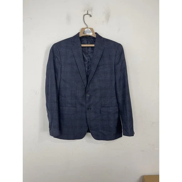 Banana Republic Mens Blazer 40  Plaid Tartan Preppy School Wedding Slim Fit Blue